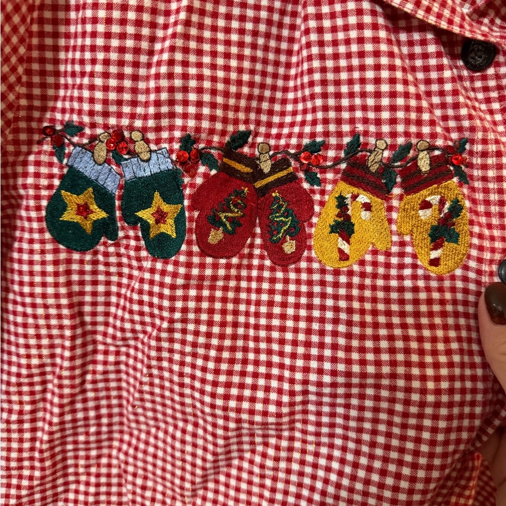 Bobbie Brooks Red Checkered Button Down Shirt - image 2